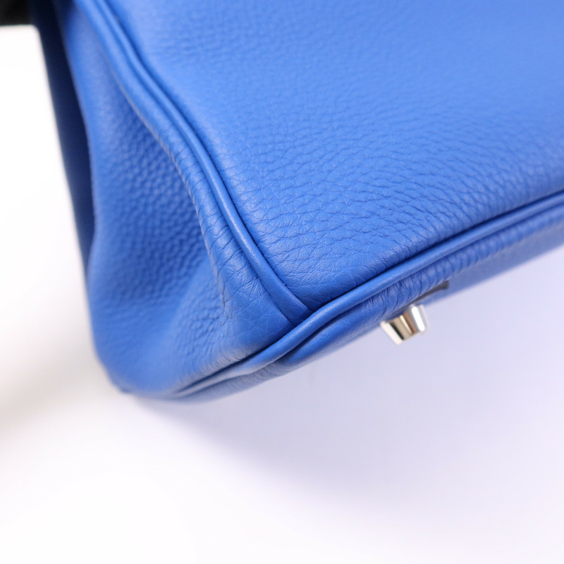 HERMES Togo皮革Birkin 35銀扣手挽袋Bleu Zellige-11