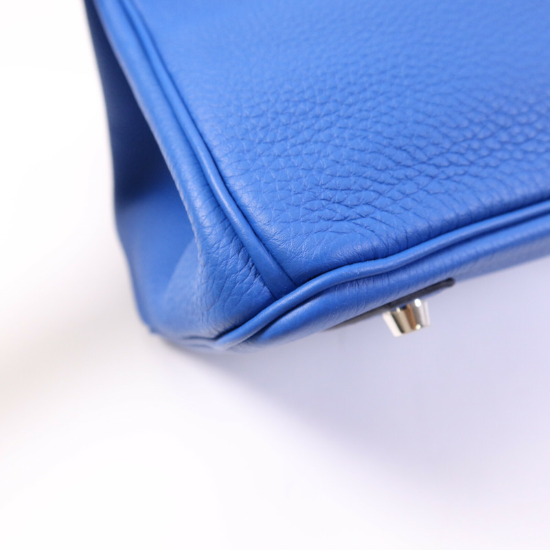 HERMES Togo皮革Birkin 35銀扣手挽袋Bleu Zellige-13