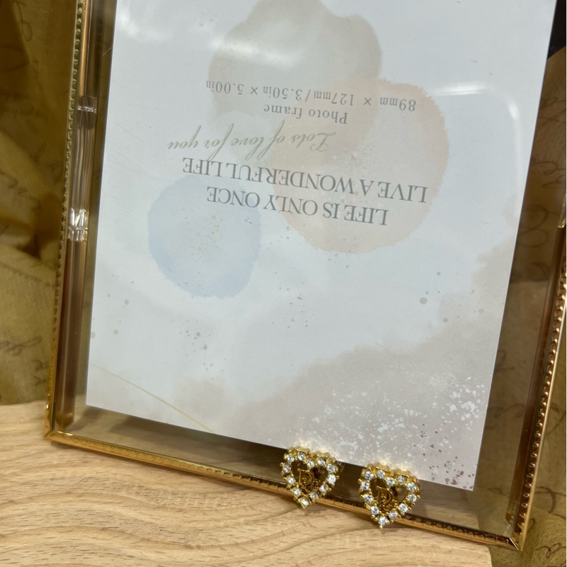 Dior vintage 水鑽愛心夾式耳環-4