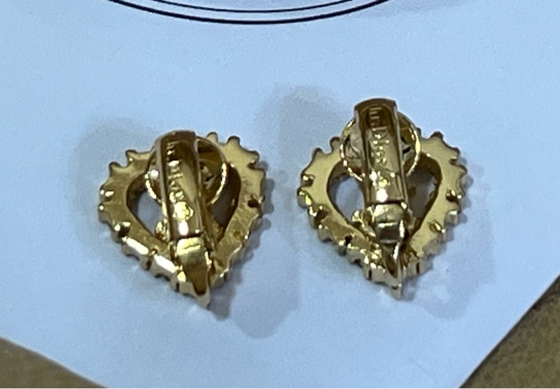 Dior vintage 水鑽愛心夾式耳環-5