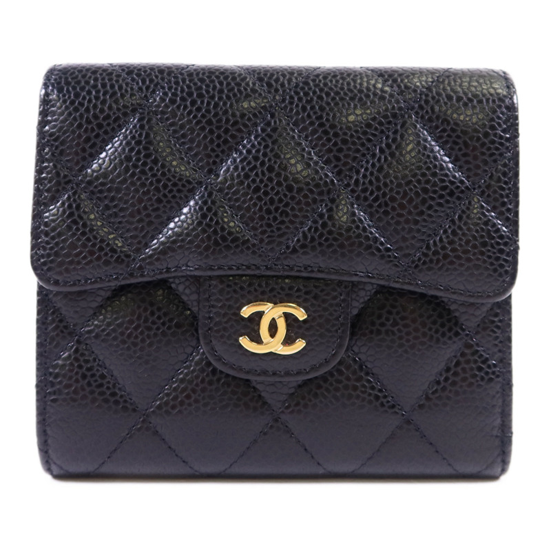 CHANEL 牛皮皮革Wallet金扣錢包-0