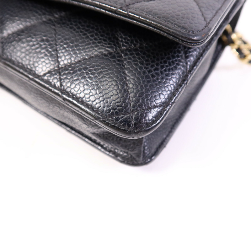 CHANEL 牛皮皮革WOC Wallet On Chain銀扣鏈帶肩背袋-9