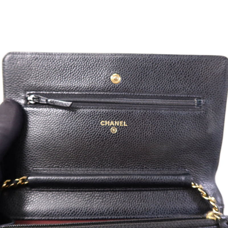 CHANEL 牛皮皮革WOC Wallet On Chain銀扣鏈帶肩背袋-13