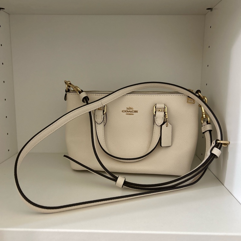 coach 白色手提小包包-11