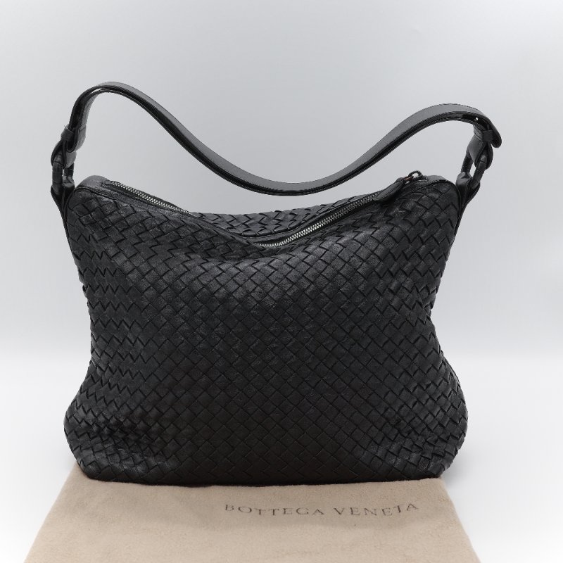 超級新【CP 精選🌟小編推薦】Bottega Veneta 寶緹嘉 Hobo 黑色 編織羊皮 肩背包-2