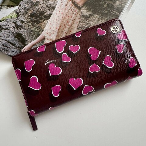 ❤️狀況超好 紫紅色愛心防刮拉鍊長夾