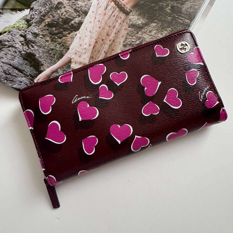 ❤️狀況超好 紫紅色愛心防刮拉鍊長夾-0