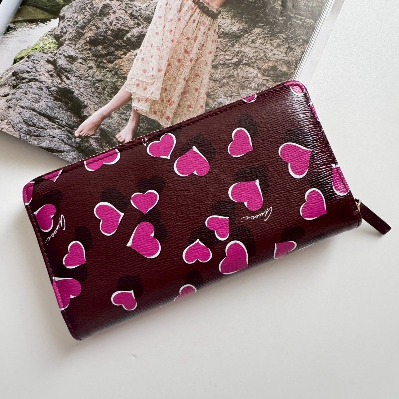 ❤️狀況超好 紫紅色愛心防刮拉鍊長夾-1