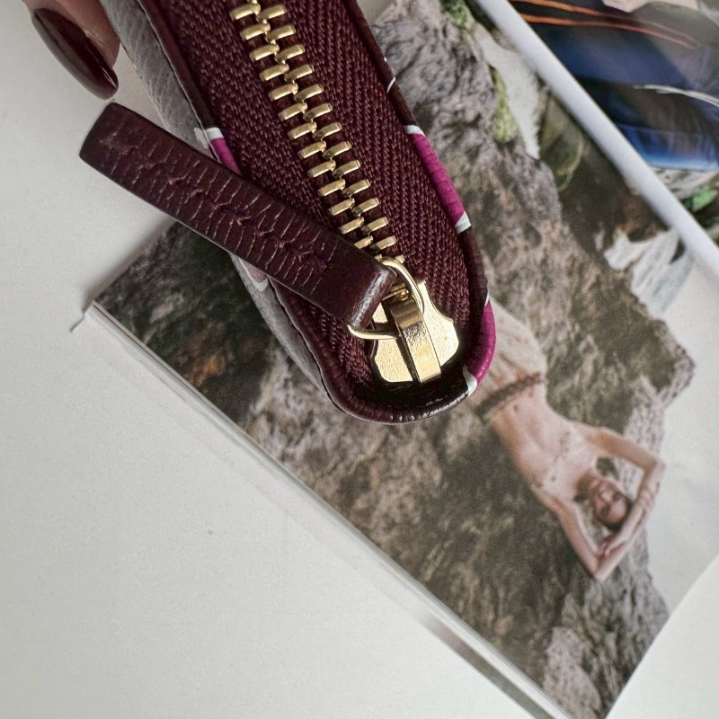 ❤️狀況超好 紫紅色愛心防刮拉鍊長夾-4