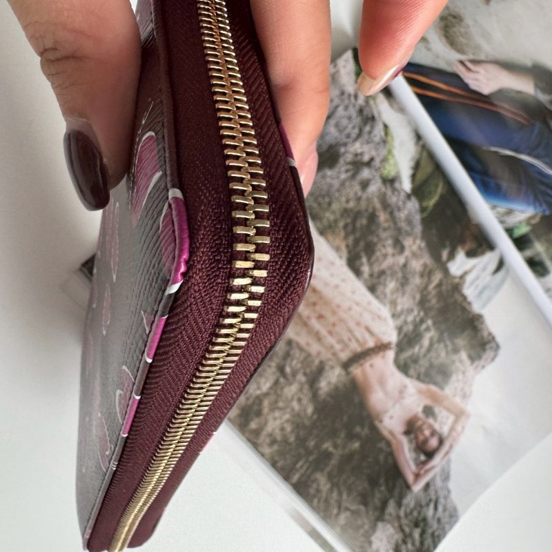 ❤️狀況超好 紫紅色愛心防刮拉鍊長夾-6