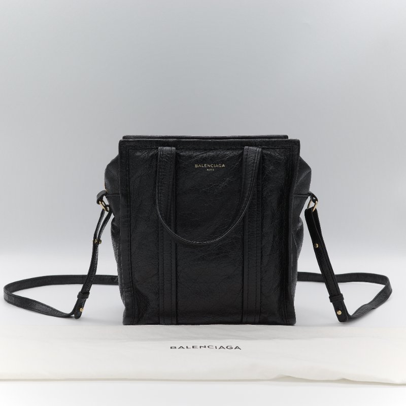 超級新【CP 精選🌟小編推薦】Balenciaga 巴黎世家 Bazar 黑色抓皺 羊皮 肩背包 托特包-0
