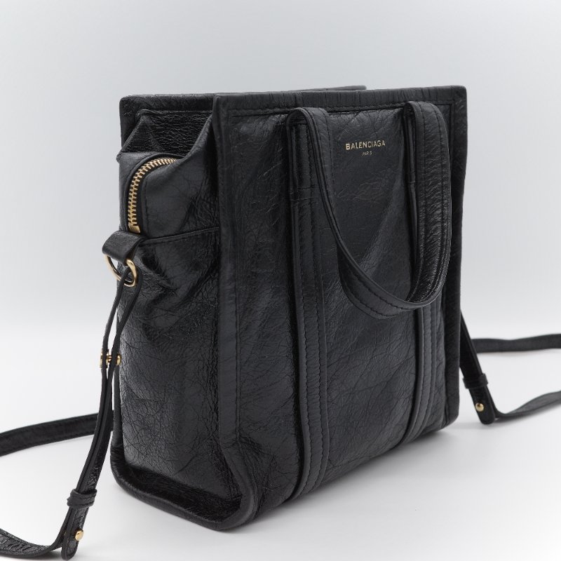 超級新【CP 精選🌟小編推薦】Balenciaga 巴黎世家 Bazar 黑色抓皺 羊皮 肩背包 托特包-2