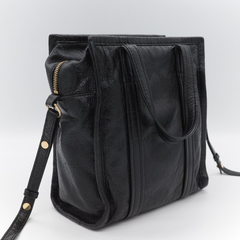 超級新【CP 精選🌟小編推薦】Balenciaga 巴黎世家 Bazar 黑色抓皺 羊皮 肩背包 托特包-4