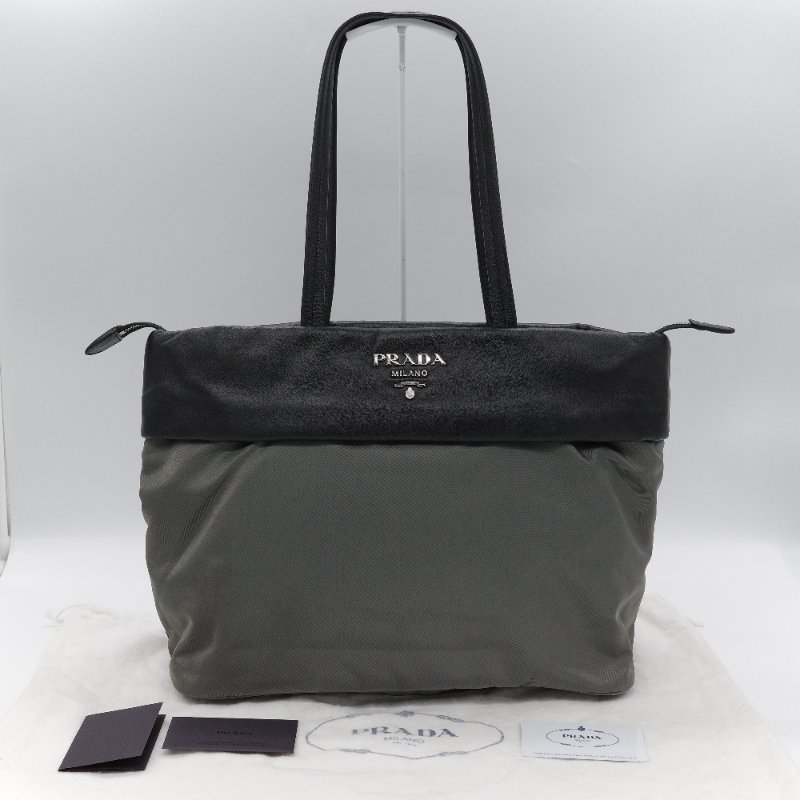 【CP 精選🌟小編推薦】Prada 普拉達 1BG225 灰色 黑色 尼龍 單肩包 托特包-0