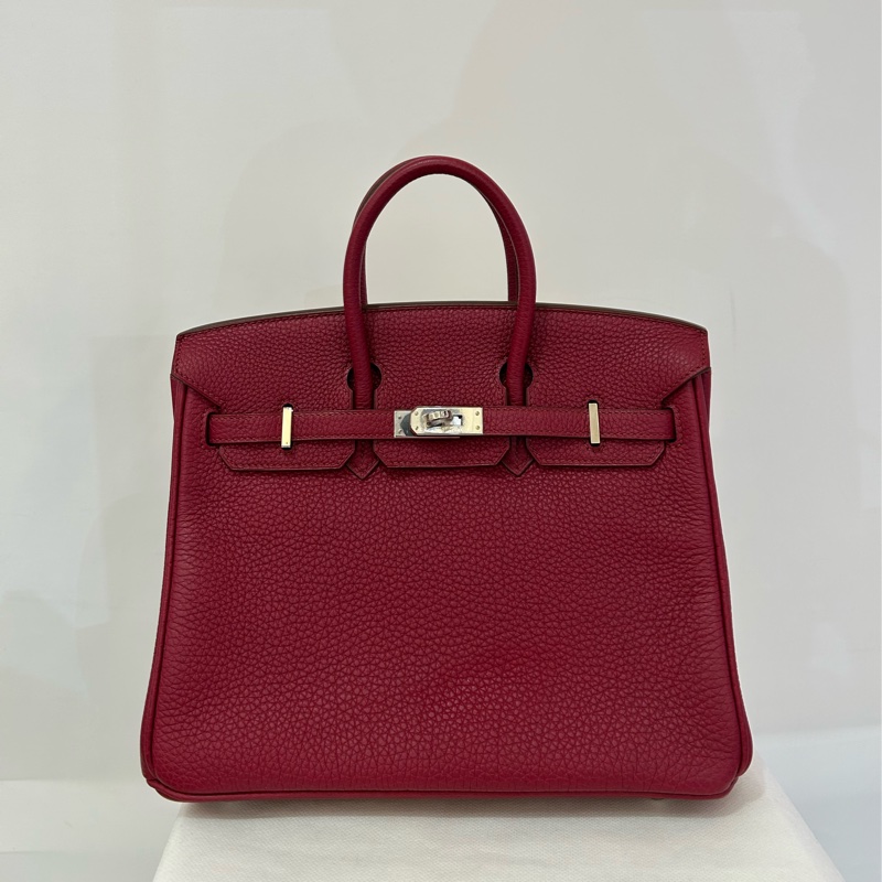 Hermes 酒紅銀釦BIRKIN25-0