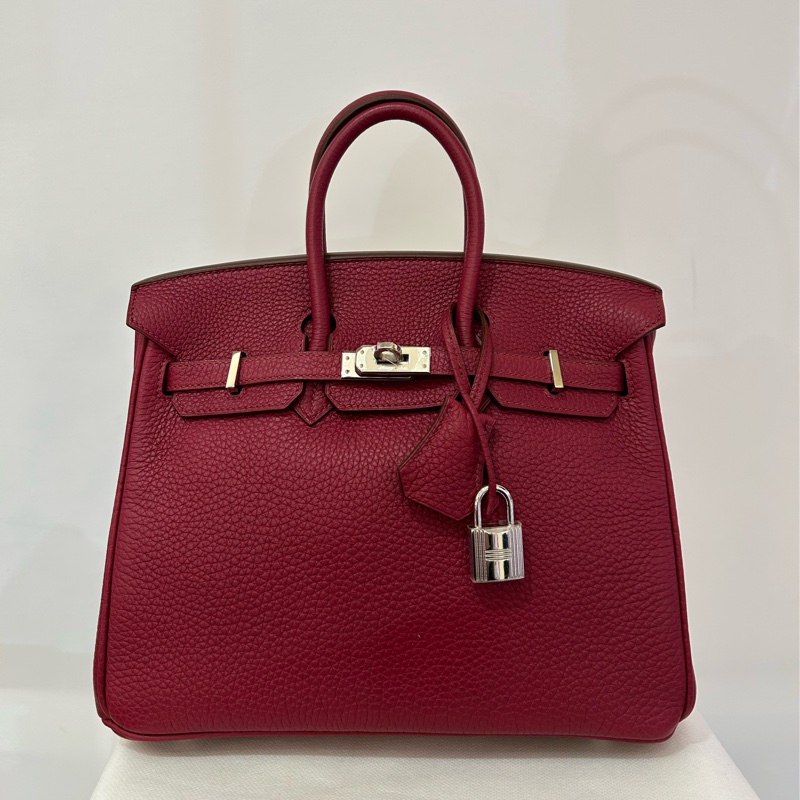 Hermes 酒紅銀釦BIRKIN25-8