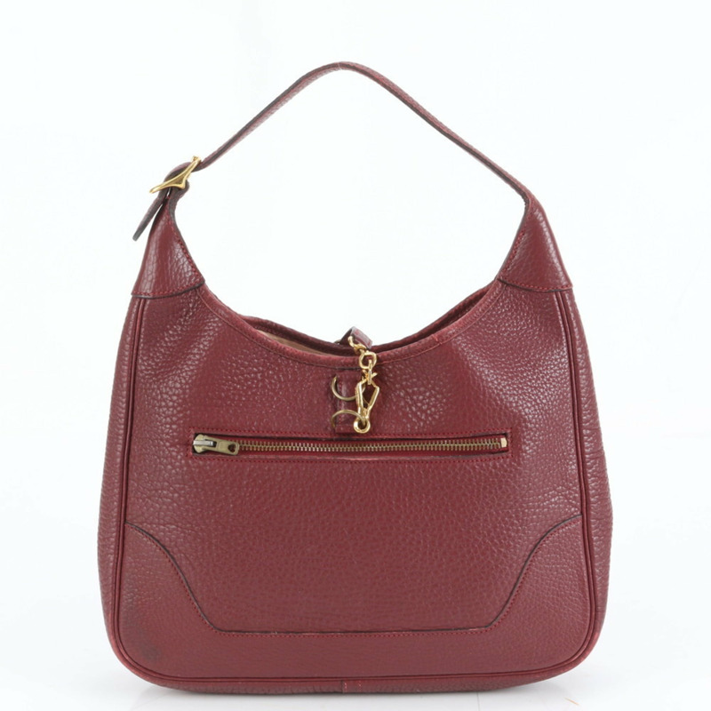 愛馬仕 Hermès Trim 31 〇P 錒刻皮革單肩包，金色五金配件，女士手提包-0