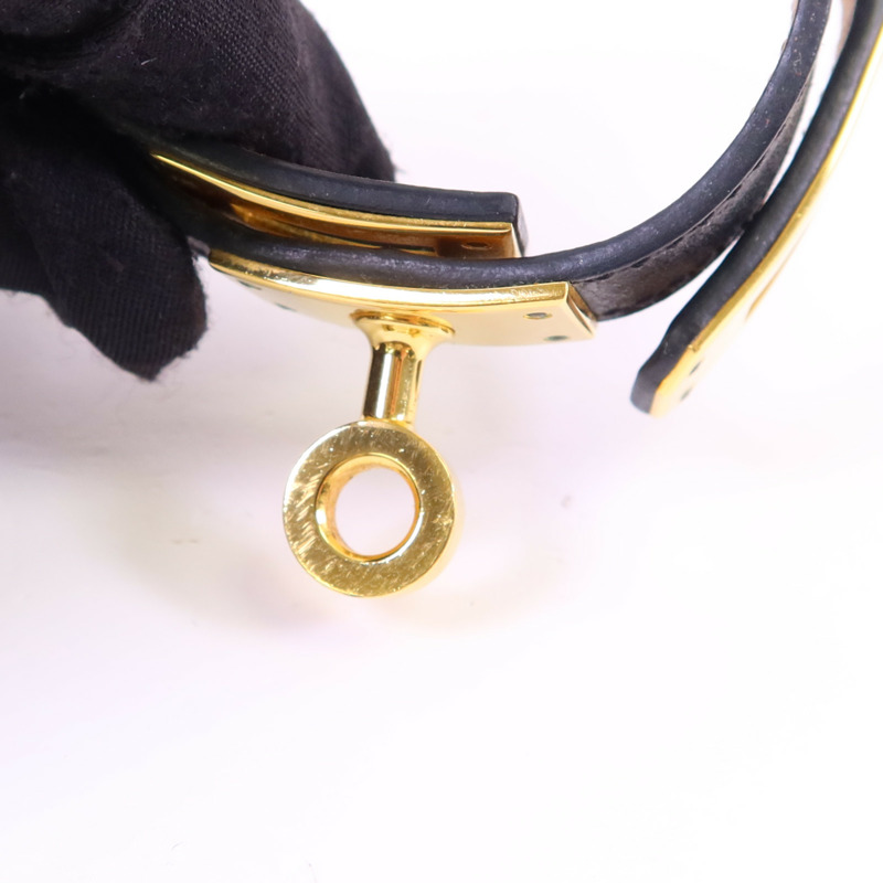 HERMES 皮革Kelly Double Tour Bracelet金扣手鐲Noir-8