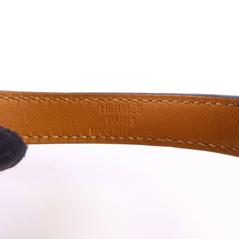 HERMES 皮革Kelly Double Tour Bracelet金扣手鐲Noir-9