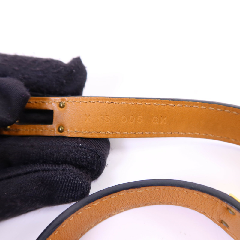 HERMES 皮革Kelly Double Tour Bracelet金扣手鐲Noir-11