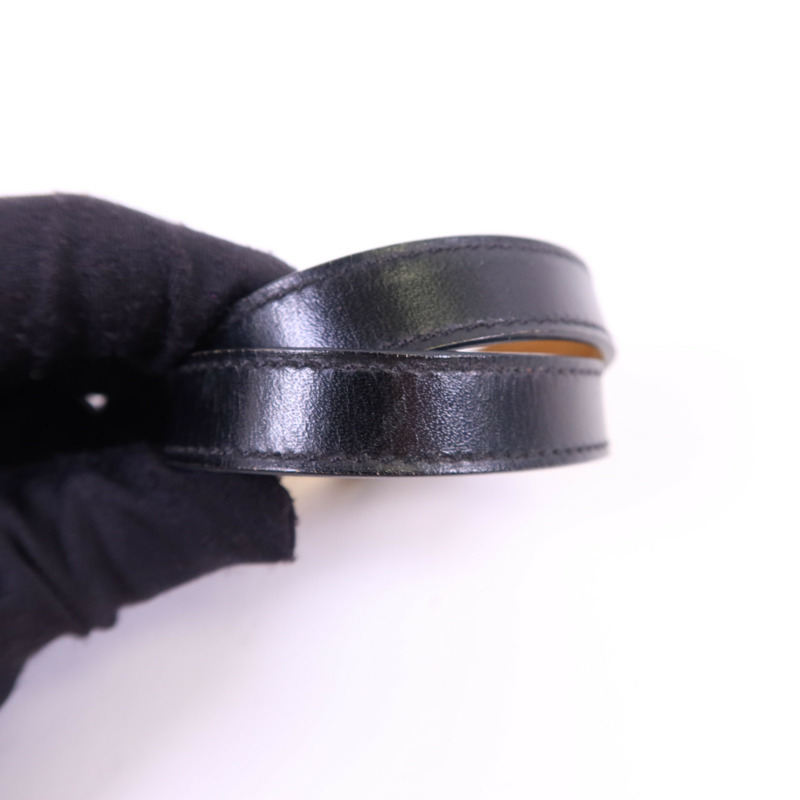 HERMES 皮革Kelly Double Tour Bracelet金扣手鐲Noir-13