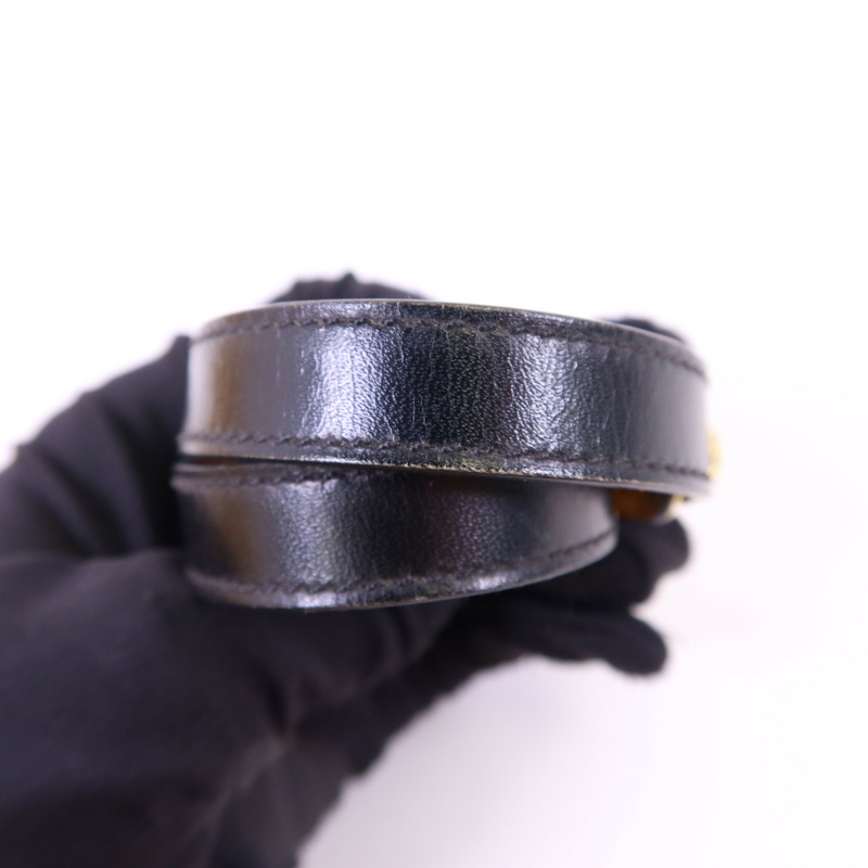 HERMES 皮革Kelly Double Tour Bracelet金扣手鐲Noir-14