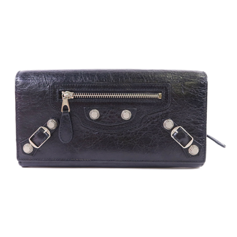 BALENCIAGA 牛皮皮革Long Wallet銀扣長錢包-0