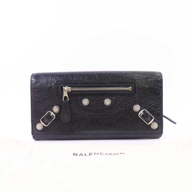 BALENCIAGA 牛皮皮革Long Wallet銀扣長錢包-17