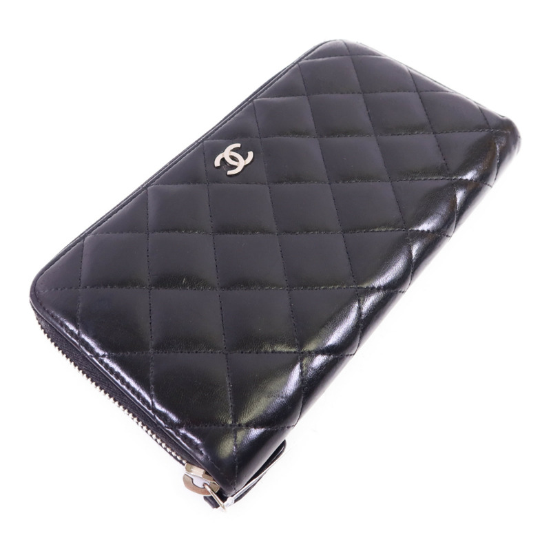 CHANEL 羊皮皮革Long Wallet銀扣長錢包-2