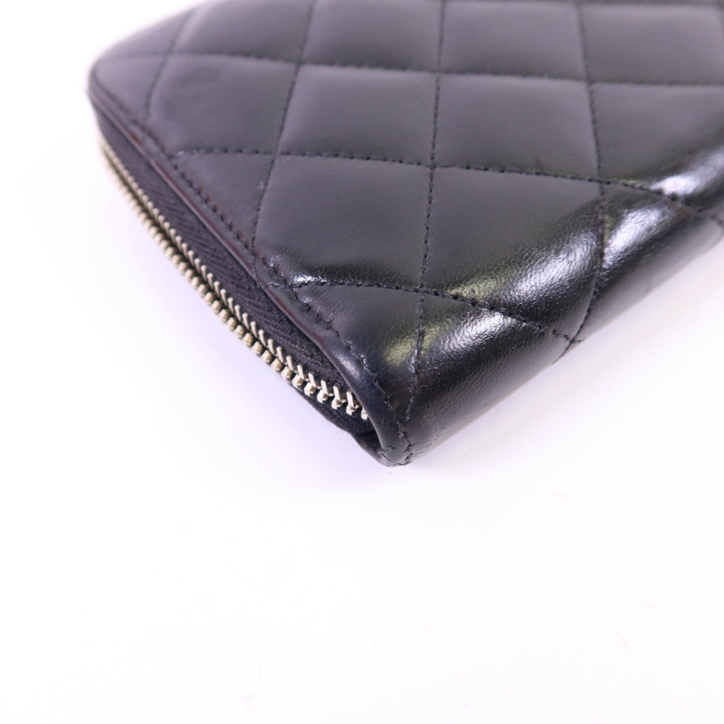 CHANEL 羊皮皮革Long Wallet銀扣長錢包-11