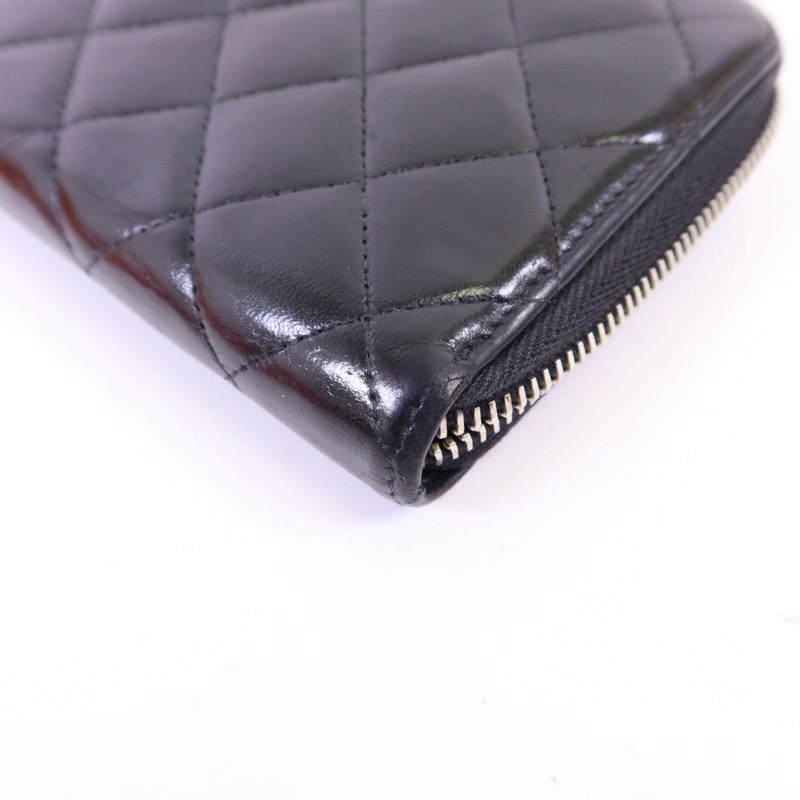 CHANEL 羊皮皮革Long Wallet銀扣長錢包-12