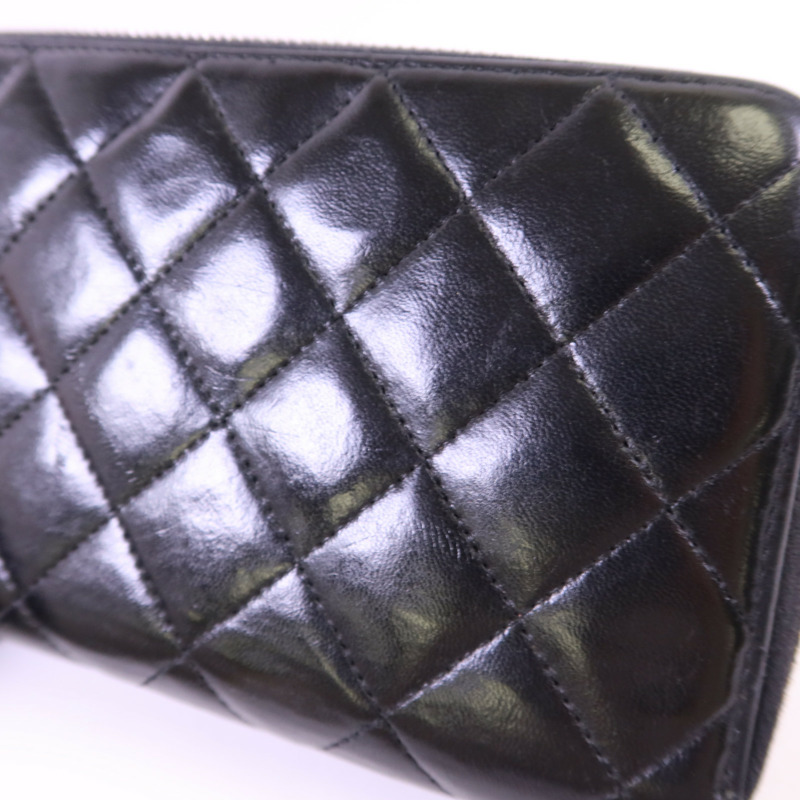 CHANEL 羊皮皮革Long Wallet銀扣長錢包-16