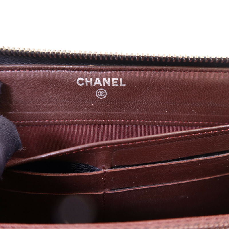 CHANEL 羊皮皮革Long Wallet銀扣長錢包-17