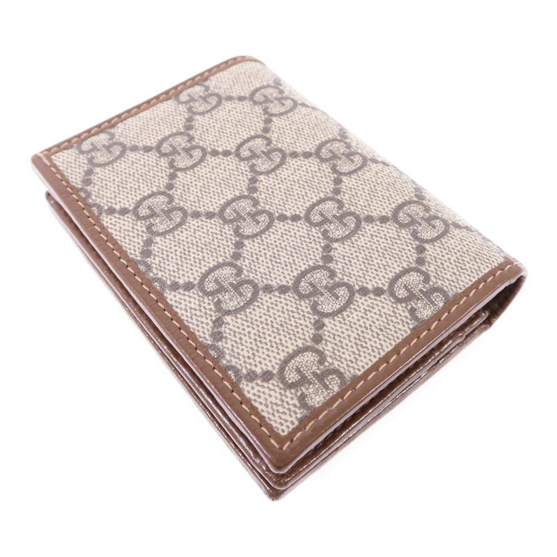 GUCCI 牛皮皮革/塗層帆布Horsebit 1955金扣錢包-3