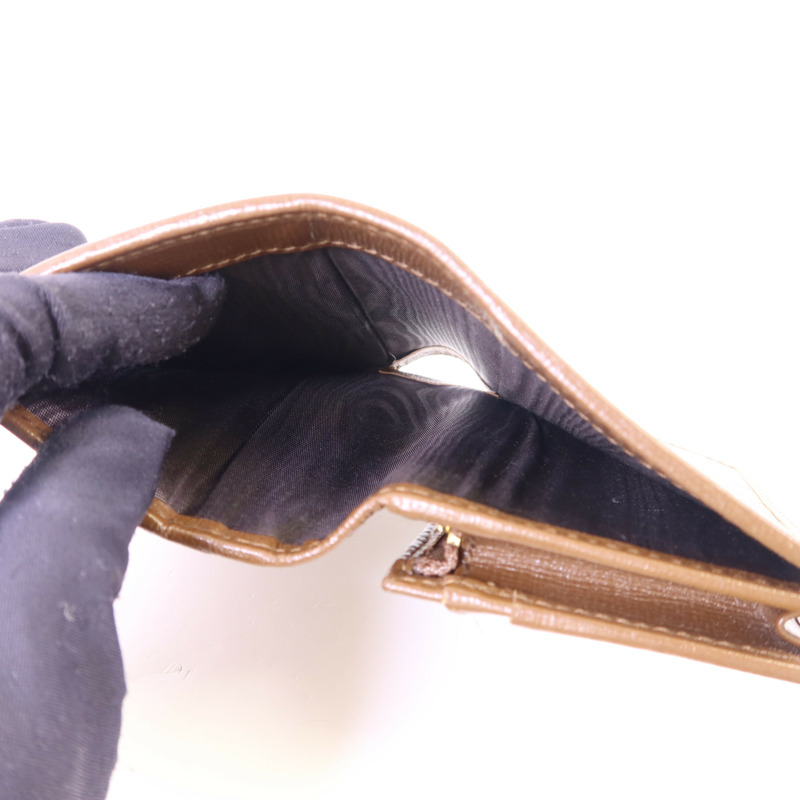 GUCCI 牛皮皮革/塗層帆布Horsebit 1955金扣錢包-5