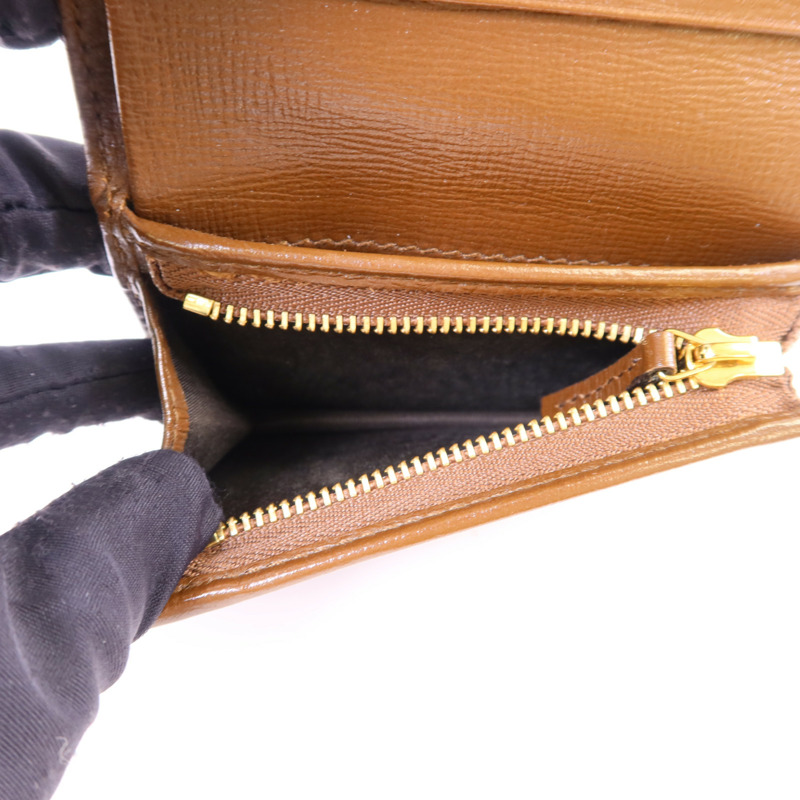 GUCCI 牛皮皮革/塗層帆布Horsebit 1955金扣錢包-6