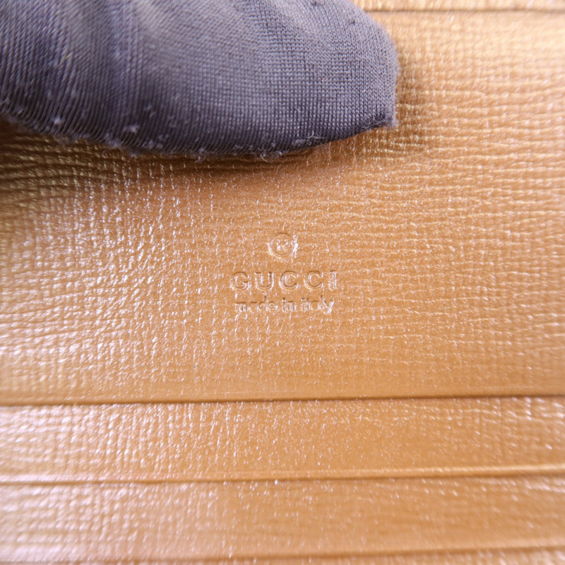 GUCCI 牛皮皮革/塗層帆布Horsebit 1955金扣錢包-7