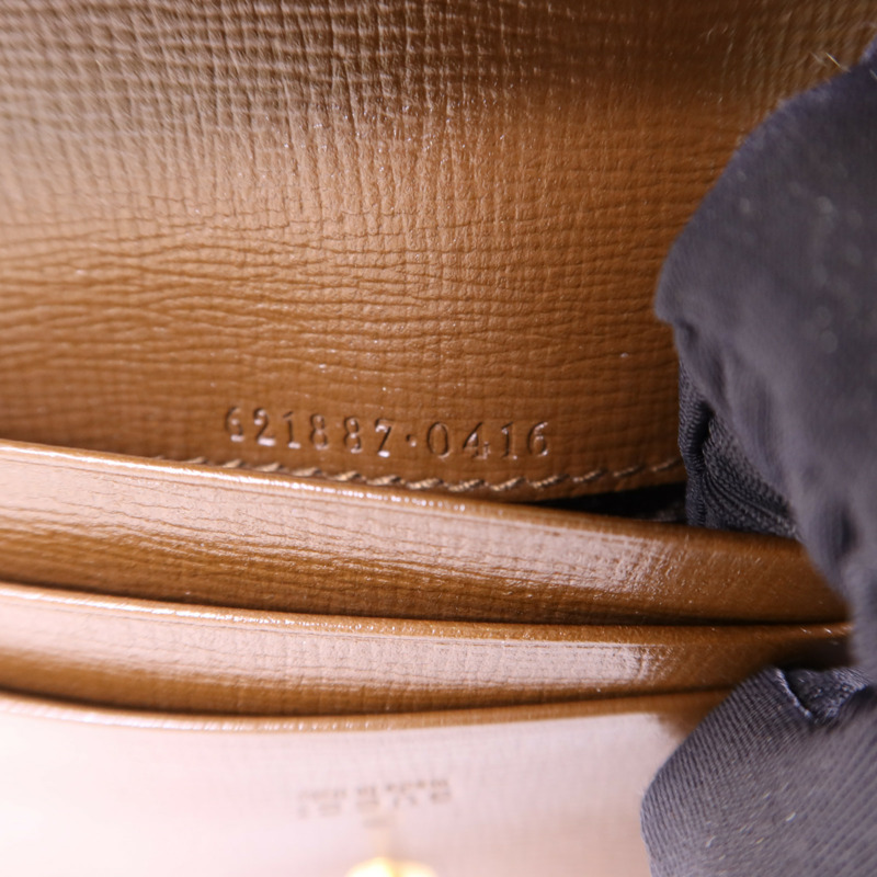 GUCCI 牛皮皮革/塗層帆布Horsebit 1955金扣錢包-8