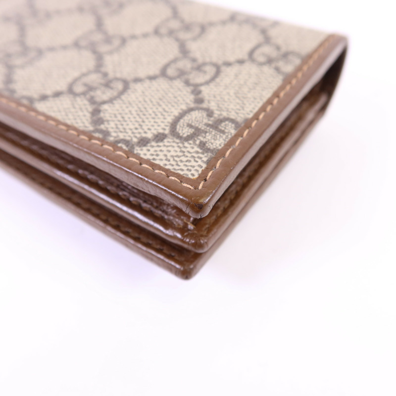 GUCCI 牛皮皮革/塗層帆布Horsebit 1955金扣錢包-13