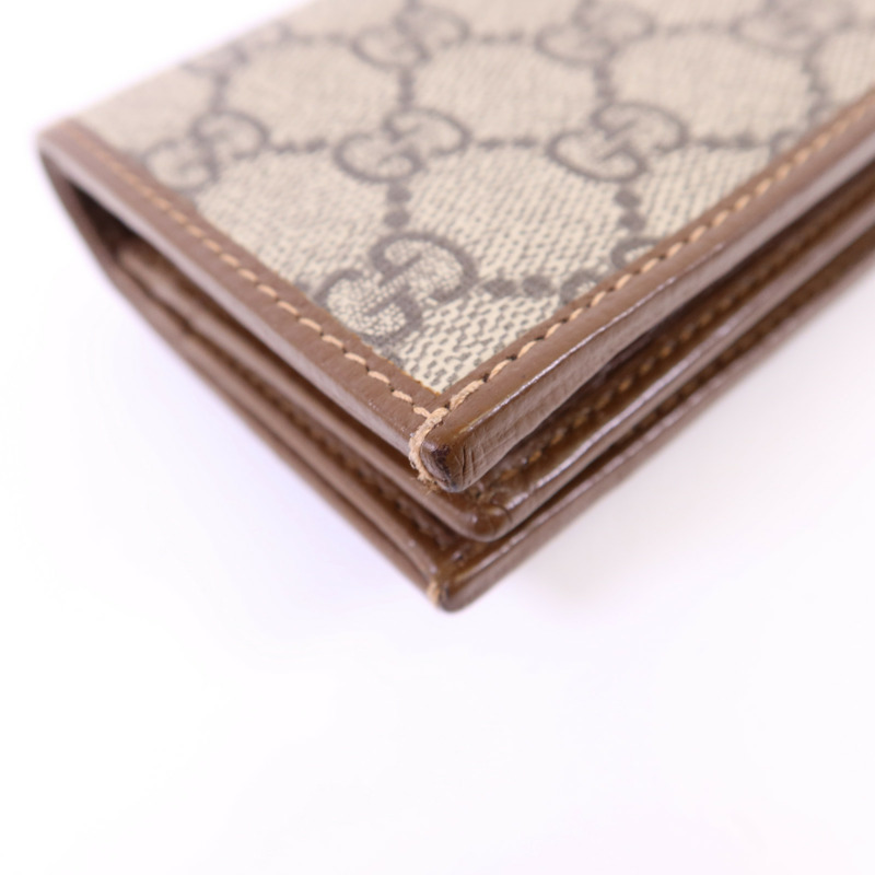 GUCCI 牛皮皮革/塗層帆布Horsebit 1955金扣錢包-14