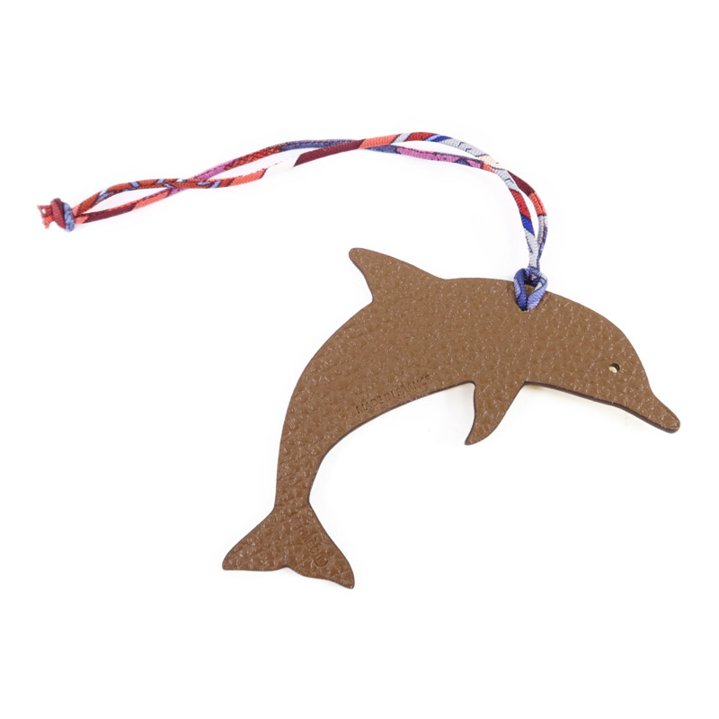 HERMES Clemence皮革/Epsom皮革Dolphin Charm掛飾-1