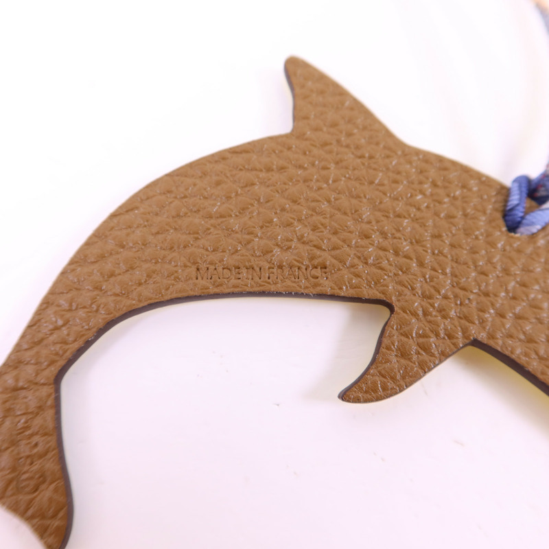 HERMES Clemence皮革/Epsom皮革Dolphin Charm掛飾-5