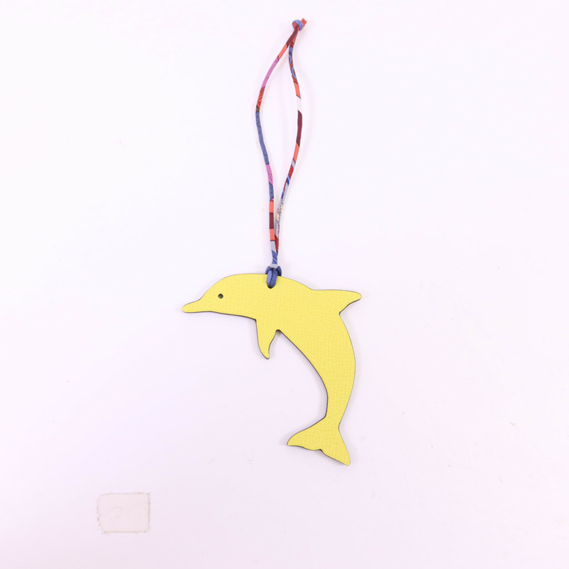 HERMES Clemence皮革/Epsom皮革Dolphin Charm掛飾-7