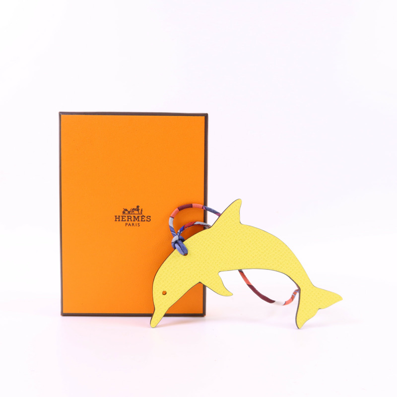 HERMES Clemence皮革/Epsom皮革Dolphin Charm掛飾-8