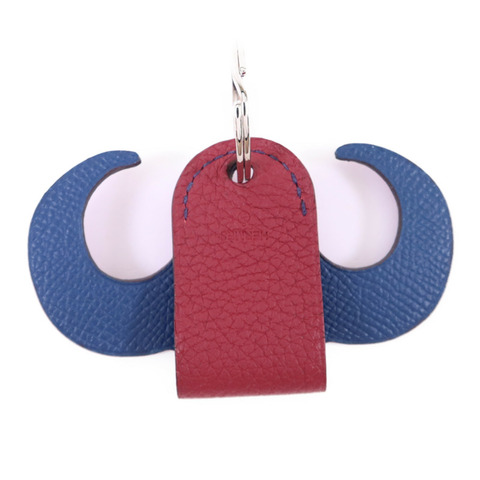 HERMES Clemence皮革/Epsom皮革Key Holder Charm銀扣鎖匙扣