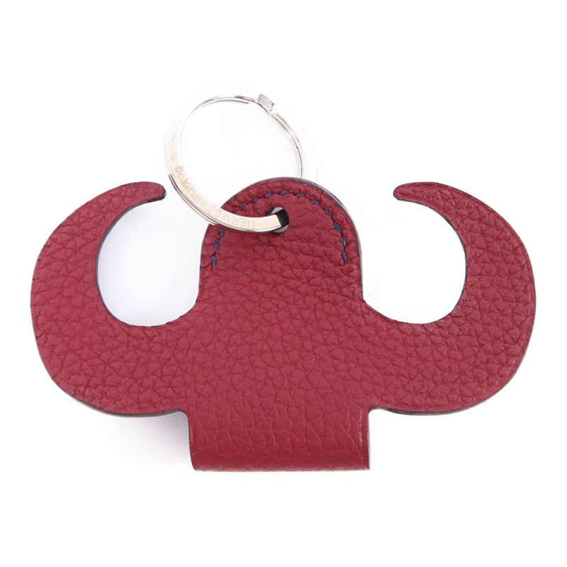 HERMES Clemence皮革/Epsom皮革Key Holder Charm銀扣鎖匙扣-1