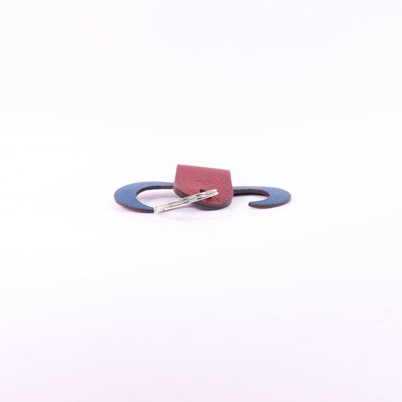 HERMES Clemence皮革/Epsom皮革Key Holder Charm銀扣鎖匙扣-4