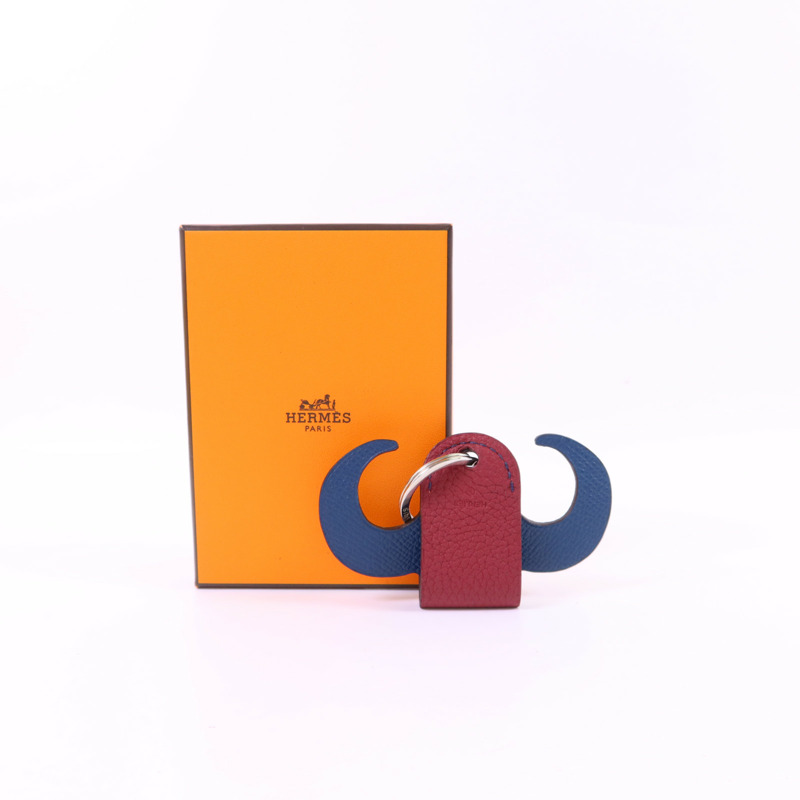 HERMES Clemence皮革/Epsom皮革Key Holder Charm銀扣鎖匙扣-9