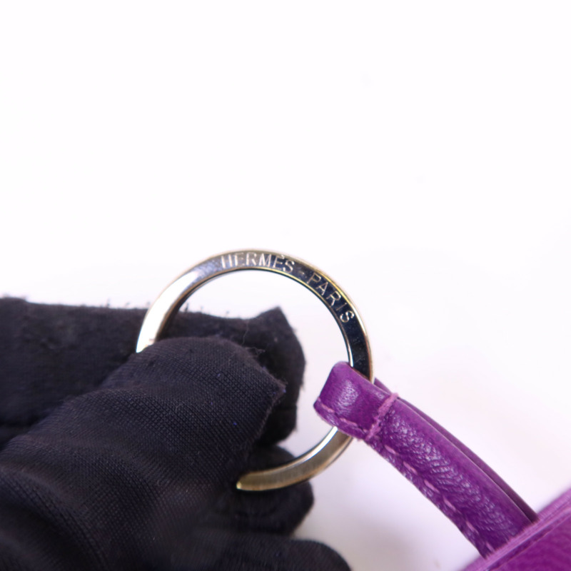 HERMES Milo皮革Carmen Key Ring銀扣鎖匙扣-6