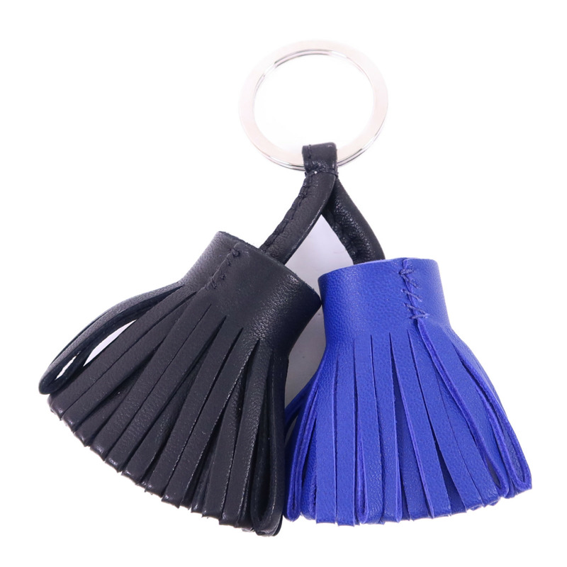 HERMES Milo皮革Carmen Duo銀扣鎖匙扣-0